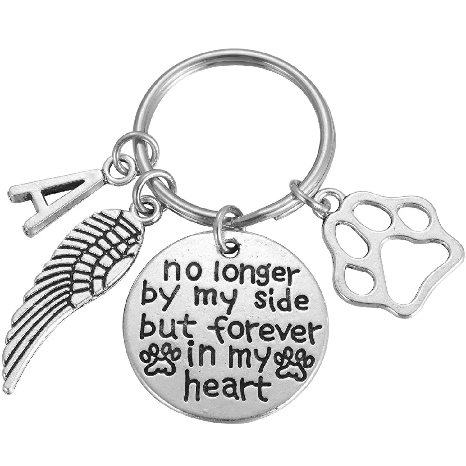 Memorial Jewelry Remembrance Loss of Dog Cat Metal Key Chain No Longer by My Side Forever in My Heart Keepsake Gift Key Chains