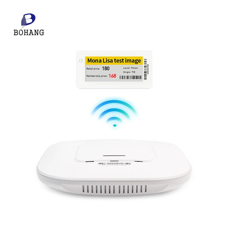 Bohang 2.4GHz Long Distance White Digital Price Tag Wireless AP with 20-50m Range PoE/DC12V Shelf Label Base Station DJ-WPSR07