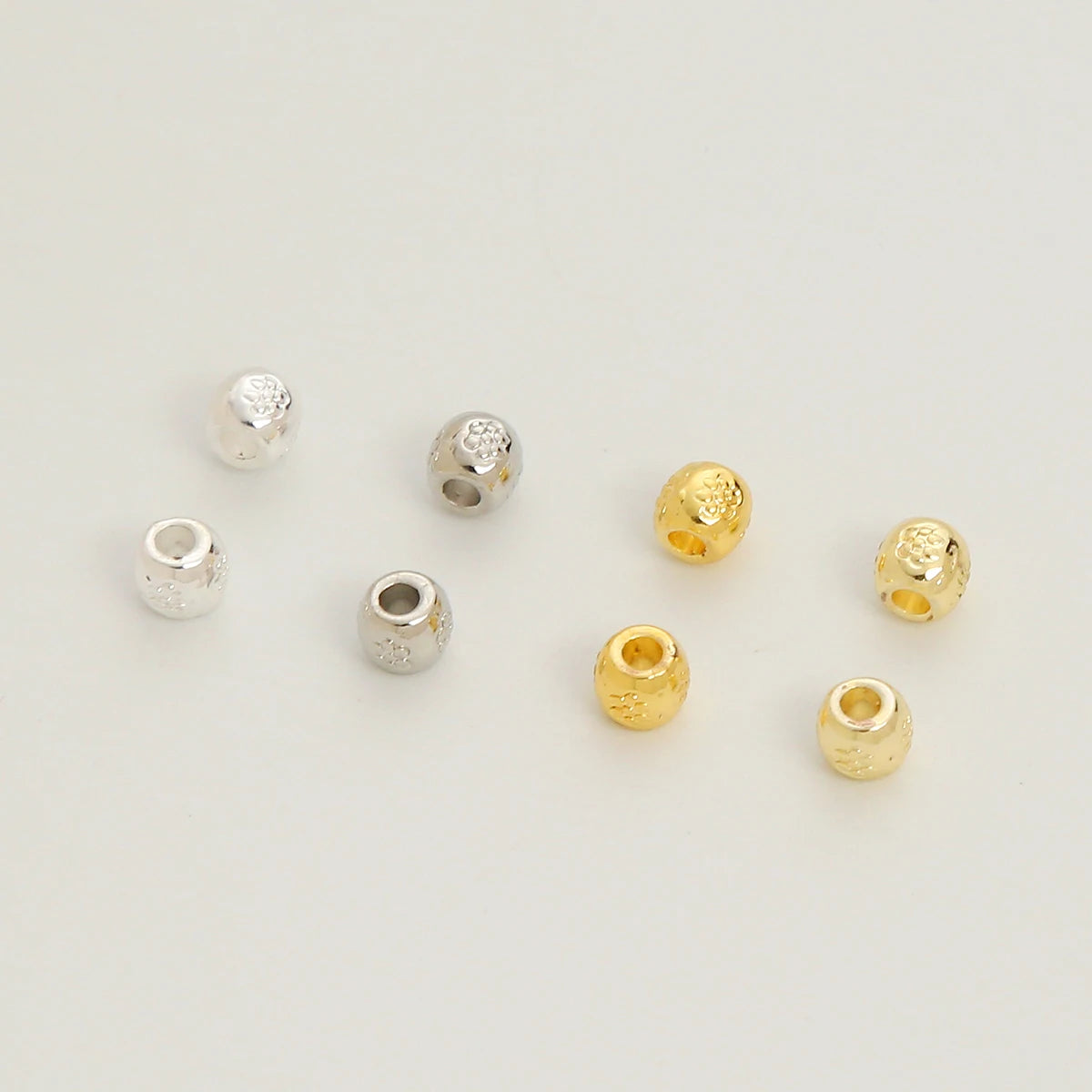 18k Gold Plated Alloy Septal Bead Large Hole Barrel Beads for Jewelry Finding Silver Pattern Round Loose Bead