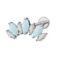 TOPOSH Zircon Marquise Curved Cluster Titanium Labret Stud 8mm Bar Length Internally Threaded Cartilage Earring Helix Conch