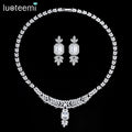 LUOTEEMI Necklace Woman Fashion Statement Jewellery Lady Ice Out Luxury Zirconia Jewelry Set Bridal Wedding