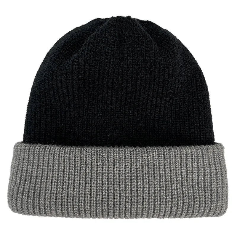 Jacquard Reversible 100% Acrylic Beanie Hat Winter Custom Black Skull Cap Cuff Two Tone Camouflage Character Beanies Reversible"
