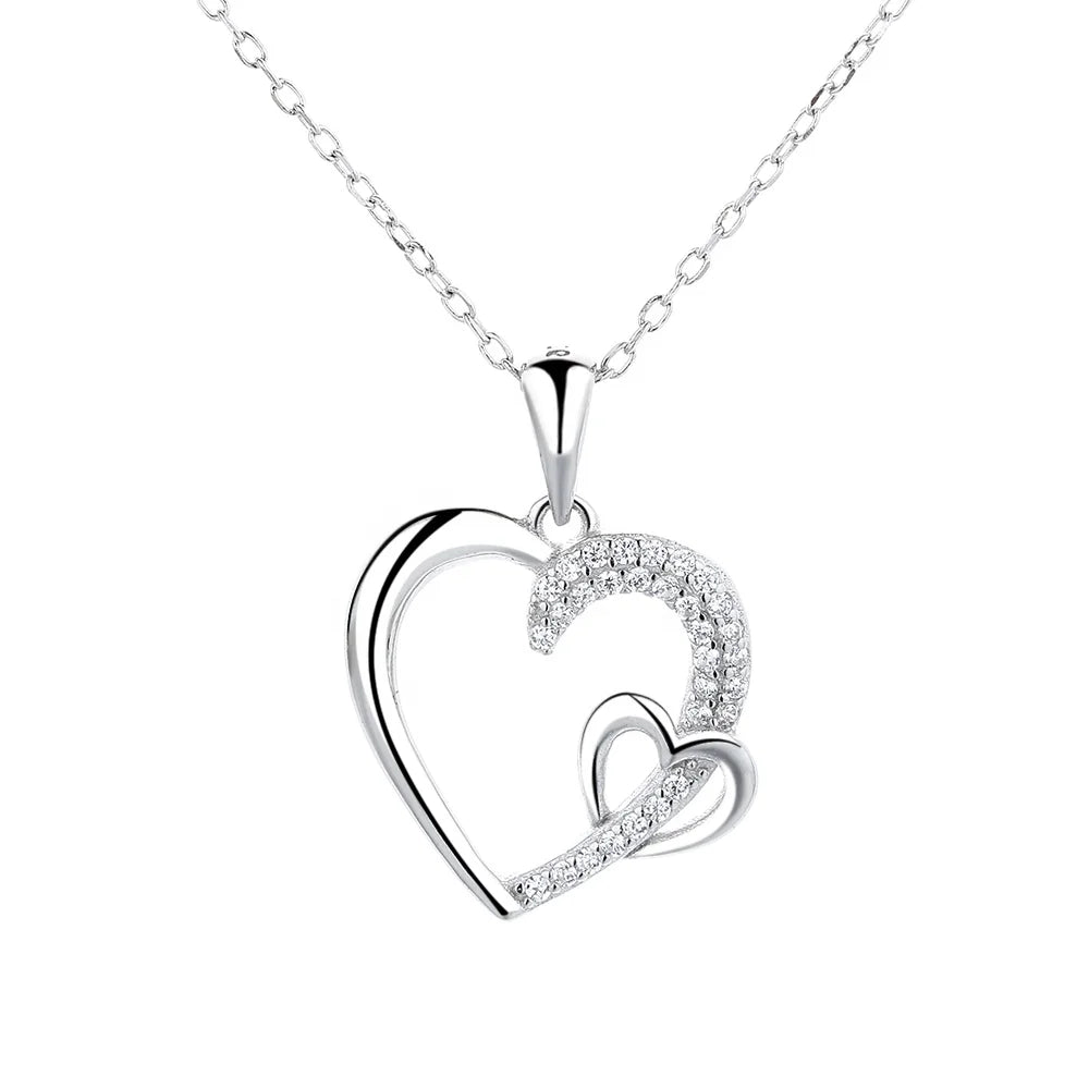 Romantic Pendant in the Shape of Two Hearts for Lovers on Valentine's Day