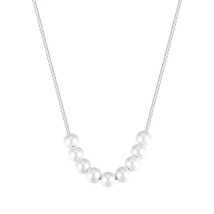 Simple Fine Pearl Jewelry 925 Sterling Silver Women Fashion Freshwater Pearl Choker Chain Necklace for Gift