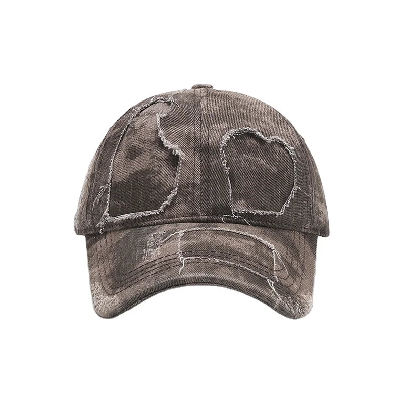 New Released Unisex 6-Panel Baseball Cap Waxed Holes Europe/US Cross-Border Outdoor Sun Hat Soft Metal Buckle 100% Cotton 3D
