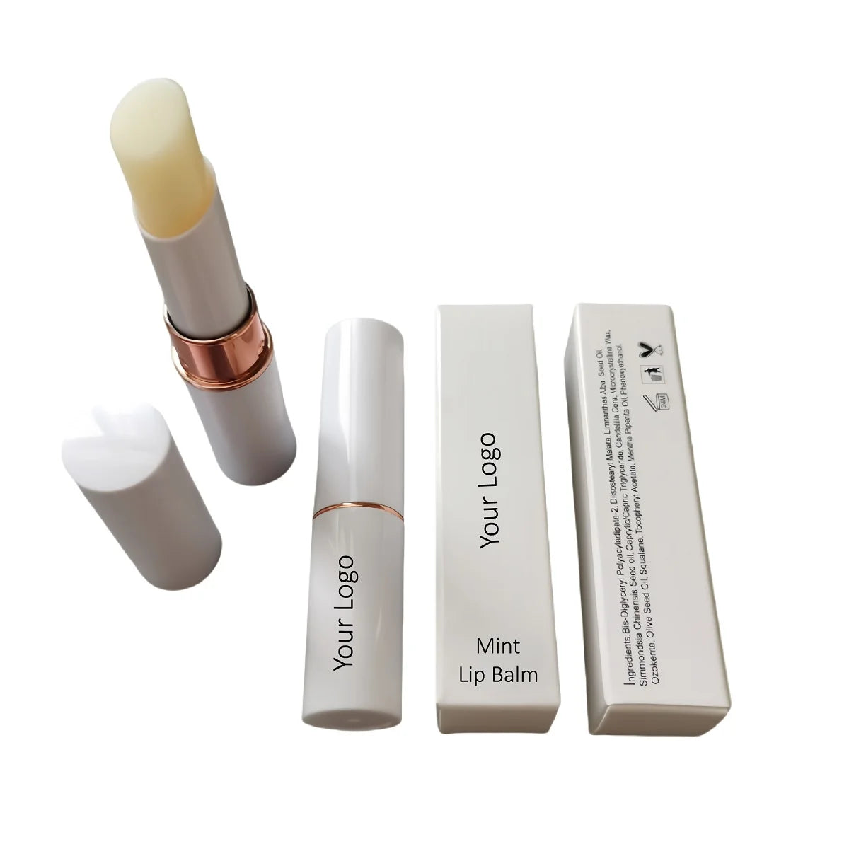 No Logo Private Label Natural Rose Essential Hydrating Vegan Lip Treatment Chapstick Moisturizer