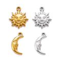 Tarnish Free Stainless Steel PVD 18K Gold Plated Moon & Sun Charms Pendants Jewelry Pendants
