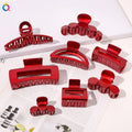 Glossy Pure Red Hair Claw Clip for Women and Girls Elegant Glossy Hair Accessory