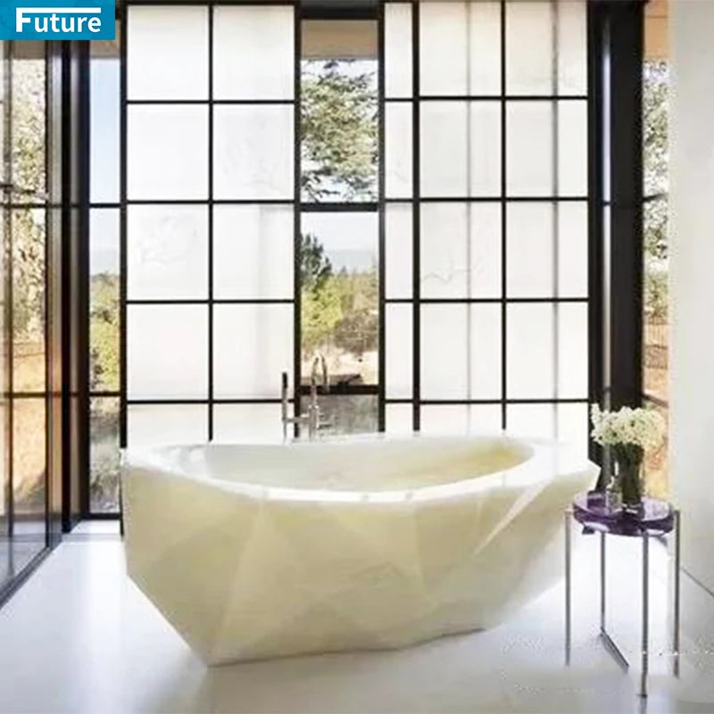 Modern Villa Simple Luxury High End Natural Marble Stone Bathtub for Hotels