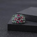Abiding Natural Rhodolite Garnet Nano Emerald Green Unique Design Engagement Anniversary 925 Sterling Silver Rings for Women
