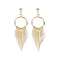Geometric Metal Tassel Earrings for Women Vintage Trendy Design Zircon Exaggerated Long Earrings Party Jewelry