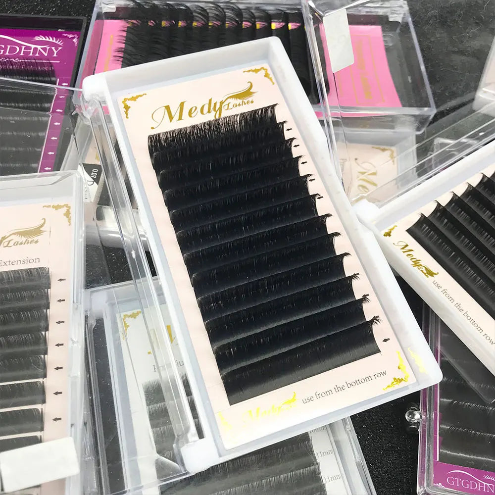Wholesale Premium Mink Lash Extensions Trays Cashmere Dark Matte Natural Handmade 0.03 0.05 for Soft Volume Extensions