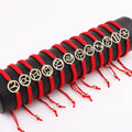 Hot Selling Gold Plating CZ Pave 12 Zodiac Charm Red Cord Knot Woven Braided Lucky Friendship Bracelet Women JBS12292