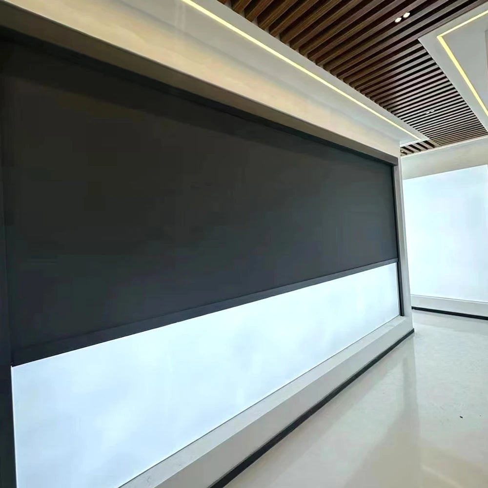 Smart Motorized Pergola Balcony Fireproof Zip Track Windproof and Waterproof Roller Shades Sun Shades