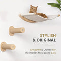Modern Small Footprint Wall-Type Solid Wood Cat Tree Integrated Perch Hammock Scratch Column Pet Interactive & Movement Toy