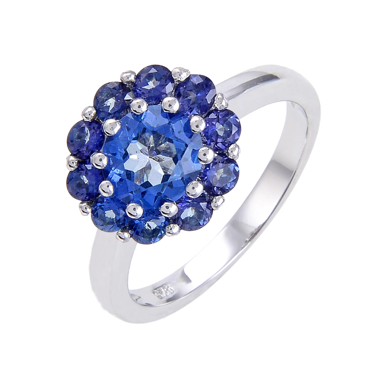 Abiding Cluster Classical Fashion Ring 925 Sterling Silver Natural Mystic Quartz-Lolite Gemstone Ring Jewellery Women