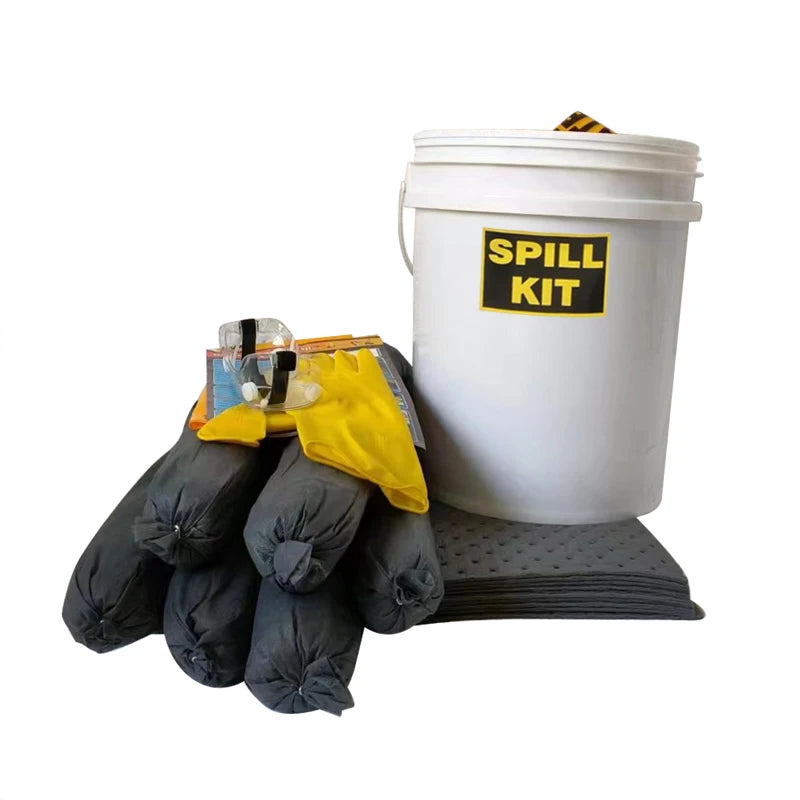 HealthRun HKITS 10GAL-GUA Economy 10gal Wheeled General Spill Kit Universal Absorbent Drum in Workplace Leakage