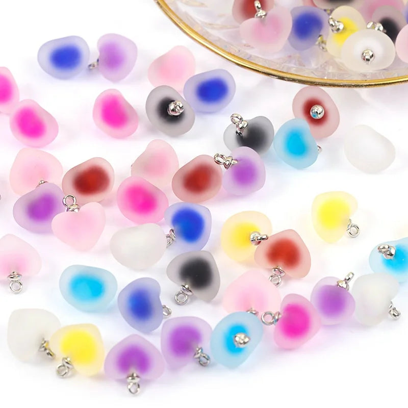 Acrylic Bead Heart Shape clear Frog Beads Acrylic Jewelry Beads Half Hole for DIY Bracelet Necklace Mobile Phone Pendant