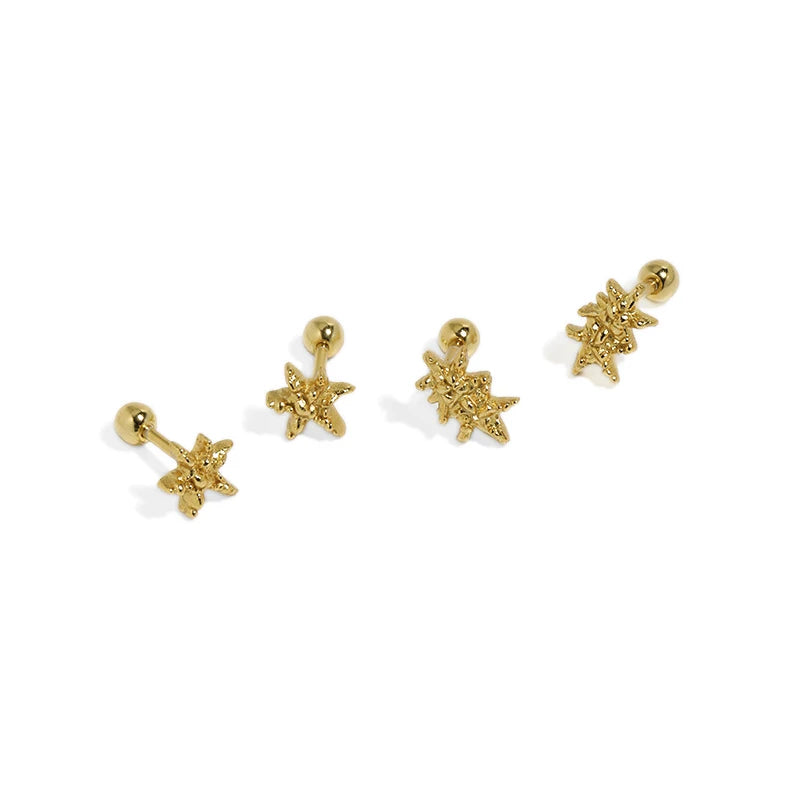 WMEF622 Helix Cartilage Conch Tragus Star Ball Screw Backs Stud Earrings 18K Gold Silver S925 Sterling Silver for Parties Gifts