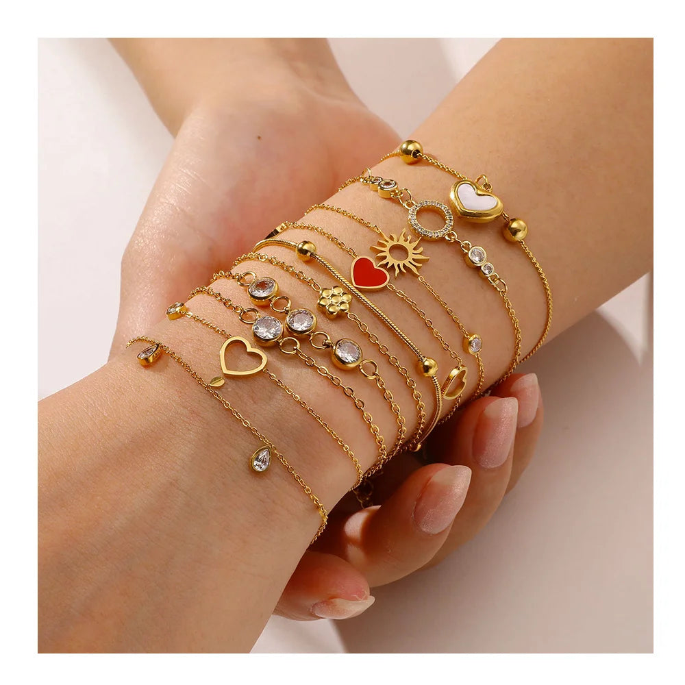 Trendy Non Tarnish 18k IP Gold Plated Stainless Steel Adjustable Bangle Jewelry Women With Zircon