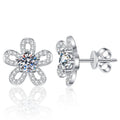 0.5Carat Round Brilliant Cut Moissanite Earrings for Women 925 Sterling Silver Flower Shape 18K White Gold Plated Fine Jewelry