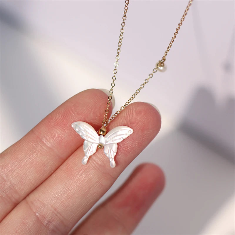 Fashion Jewelry 18k Gold PVD Plated Stainless Steel Necklaces for Women Butterfly Necklace