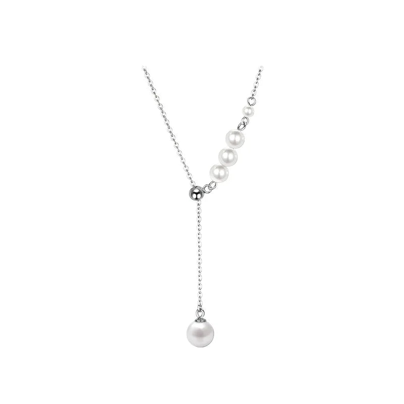 Sterling Silver Rose Gold Plated Freshwater Pearl Heart Style Pendant Necklace for Women's Luxury Link Chain Gift