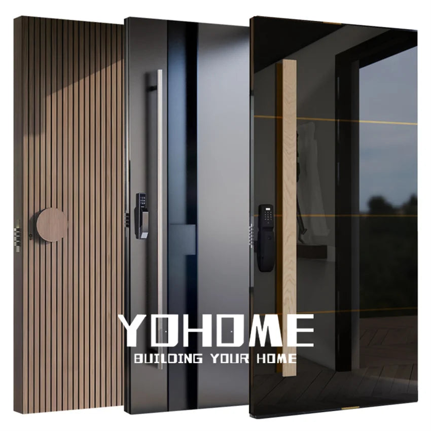 Canada Waterproof Exterior Door Galvanized Morden Front Wooden Main Door Grey Exterior Aluminium Pivot Door