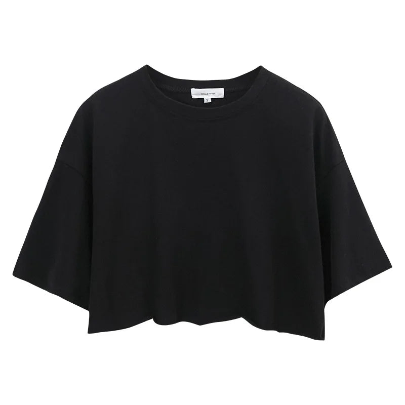 Women Quick Dry Soft Comfort Athletic Cotton Short Sleeve Running Cropped Top Yoga T Shirt