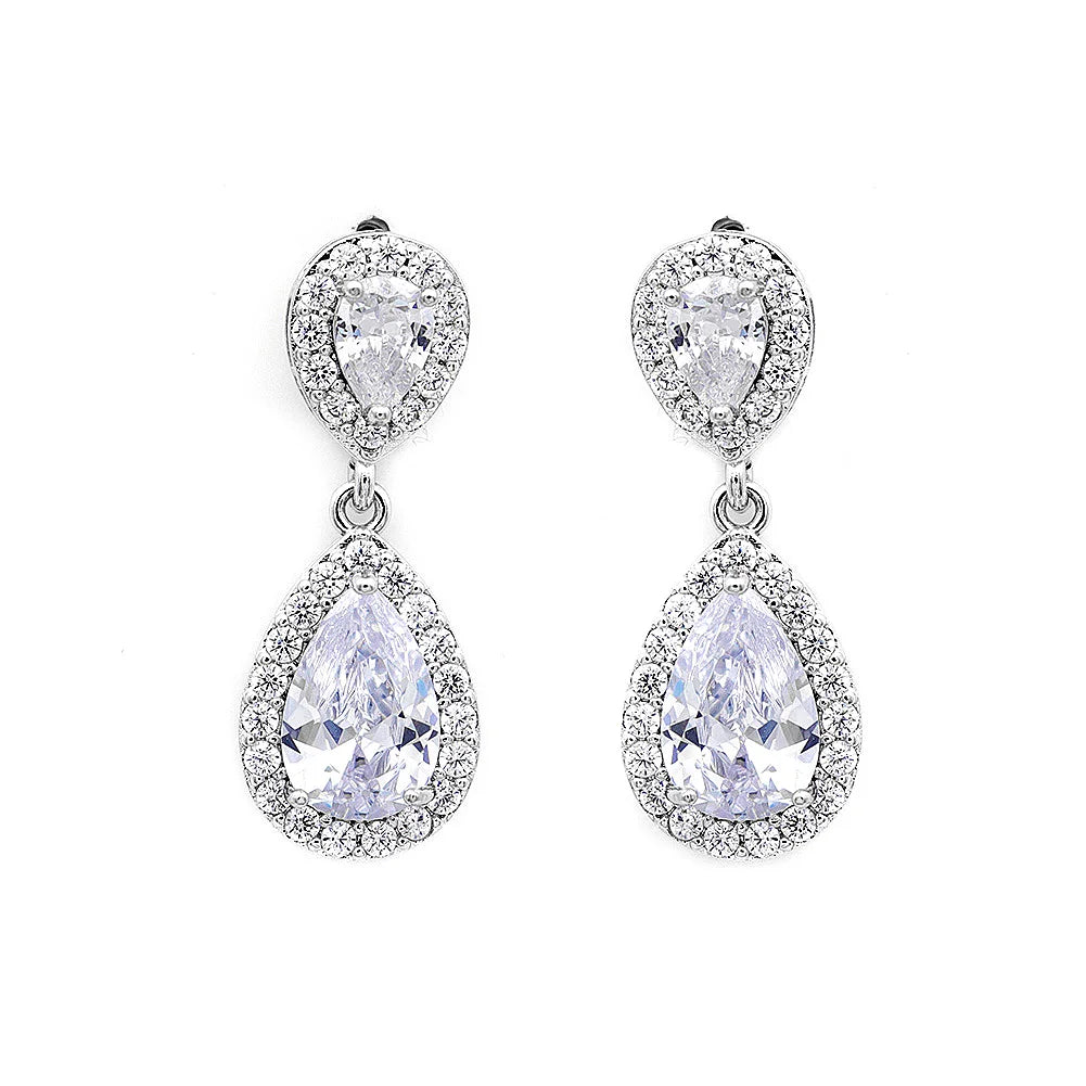Water Drop Earrings Women Cubic Zircon Wedding Bridal Earring for Lady