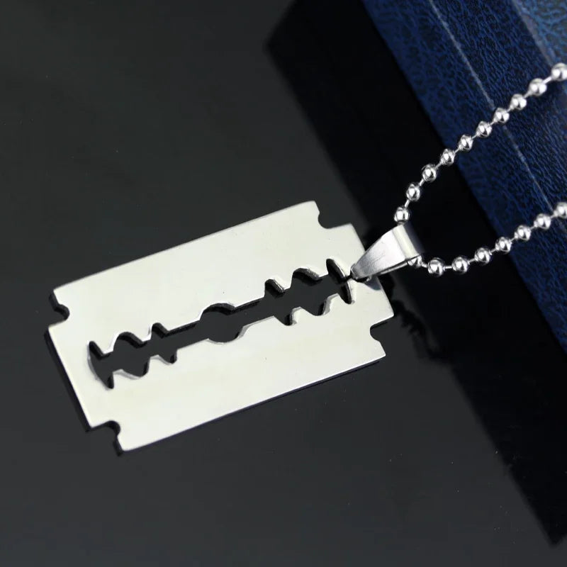 Fashion Jewelry Silver Color Razor Blades Pendant Necklaces for Men