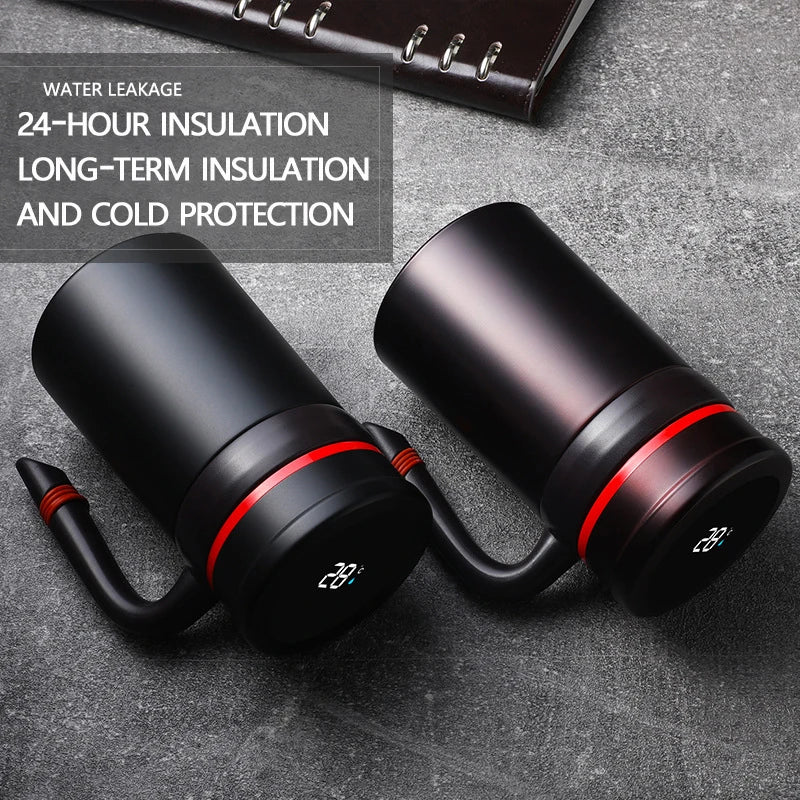 18oz Custom Print LED Smart Temperature Display Cover Stainless Steel Vacuum Cup Lid Sublimation Coffee Tumbler Mug With Handle
