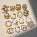 Best Seller New Design Trendy Gemstone Rings Jewelry No Fade Stainless Steel Mix Color Geometric Finger Ring Waterproof Ring Set