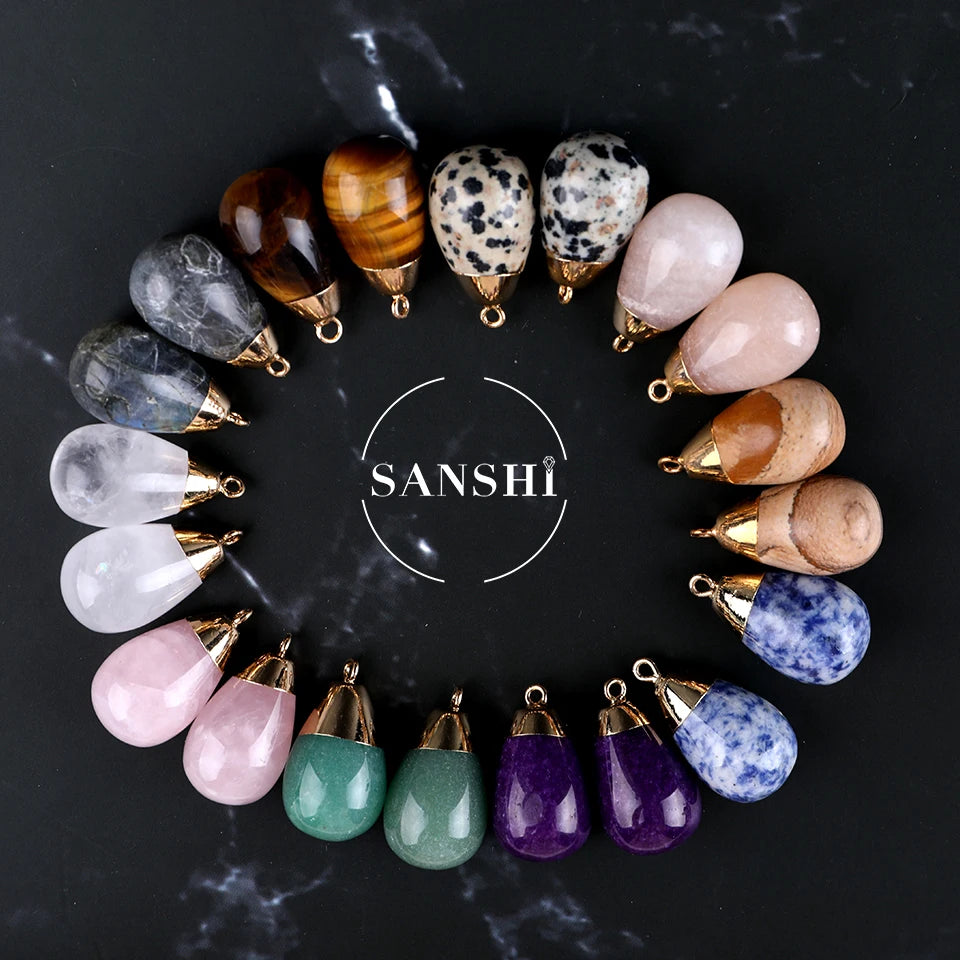 Customized Charms Style Pendants Jewelry Multicolor Pendant Crystal Drop Gold Plating Natural Quartz Crystal Pendant