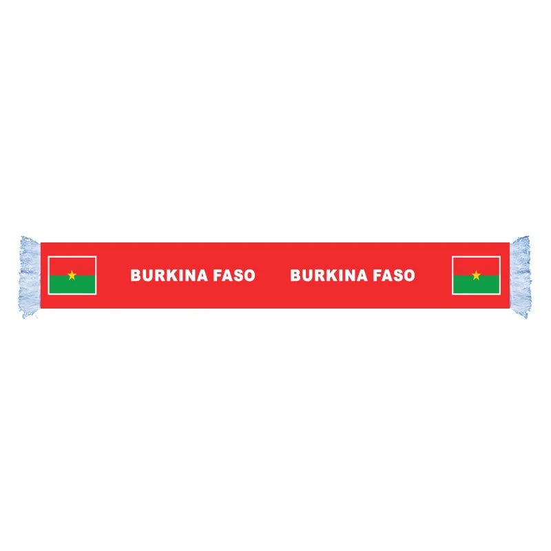 BURKINA-FASO Football Cup Country Nation Football Fans Scarf Polyester Satin Digital Print Scarf in Stock