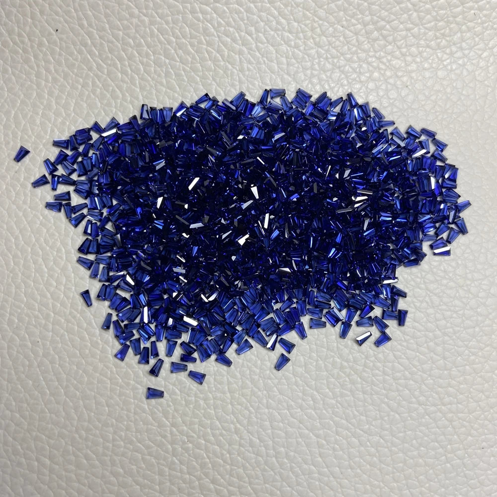 HQ GEMS Hand Make Hight Quality 34# Corundum 3X2X1mm Trapezoid Baguette Cut Royal Blue Sapphire Stone