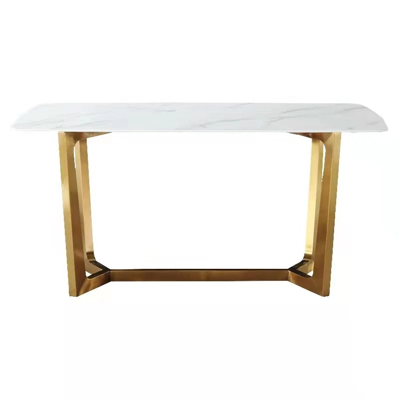 Dining Table and Chair Set for 6 Comedor 6 Sill White Marble Table Top Modern Marble Gold Dining Table MegaBDM