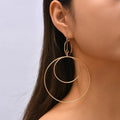 Kaimei 2025 Earring Fashion Trend Geometric Metal Round Exaggerated Earrings Female Ins Large Geometric Gold Drop Earrings 2022