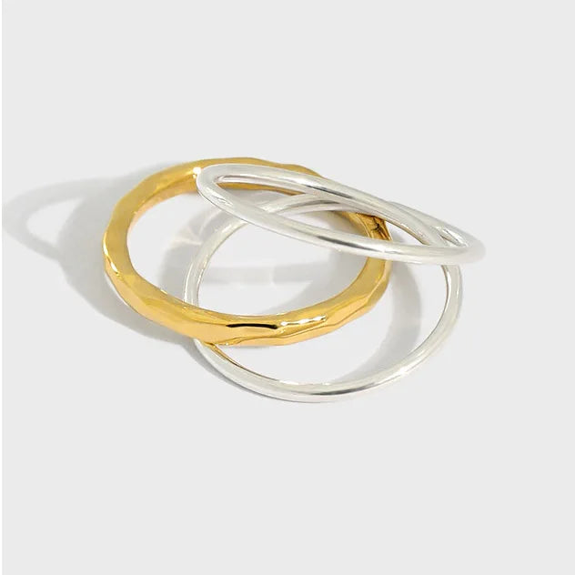 Three Circles Layers Fashion Design Gold Plated S925 Sterling Silver Fashion Rings for Women JF355