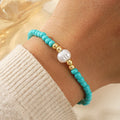Hot Selling Pearl Turquoise Seed Bead Bracelet Ethnic Style Copper Bead Beaded Bracelet for Women