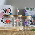 Eco Friendly Products Iced Coffee Glasses Transparent Wave Shape Bubble Glass Cup With Lid Straw and Flower