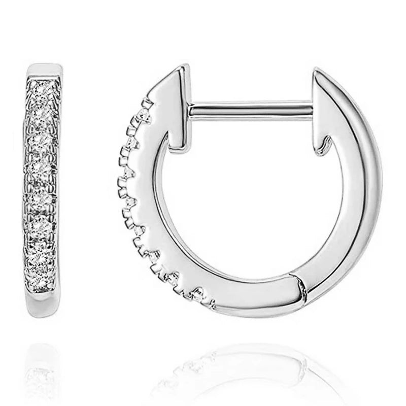 CAOSHI Simple Stylish Mini Circle Hoop Earrings for Women Dazzling CZ Versatile Design Female Stud Mens Ladies Earrings