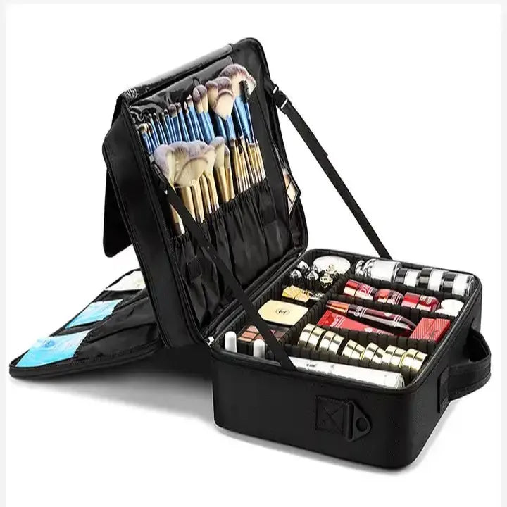 Large Women Portable Cosmetic Train Case Makeup Bag Professional Cosmetic Bag With Removable Dividers Travel Cosmetic Bag