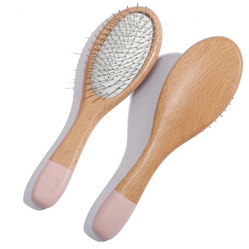 Beechwood Air Cushion Comb Stainless Steel Bristles for All Hair Types Scalp Massage & Detangling