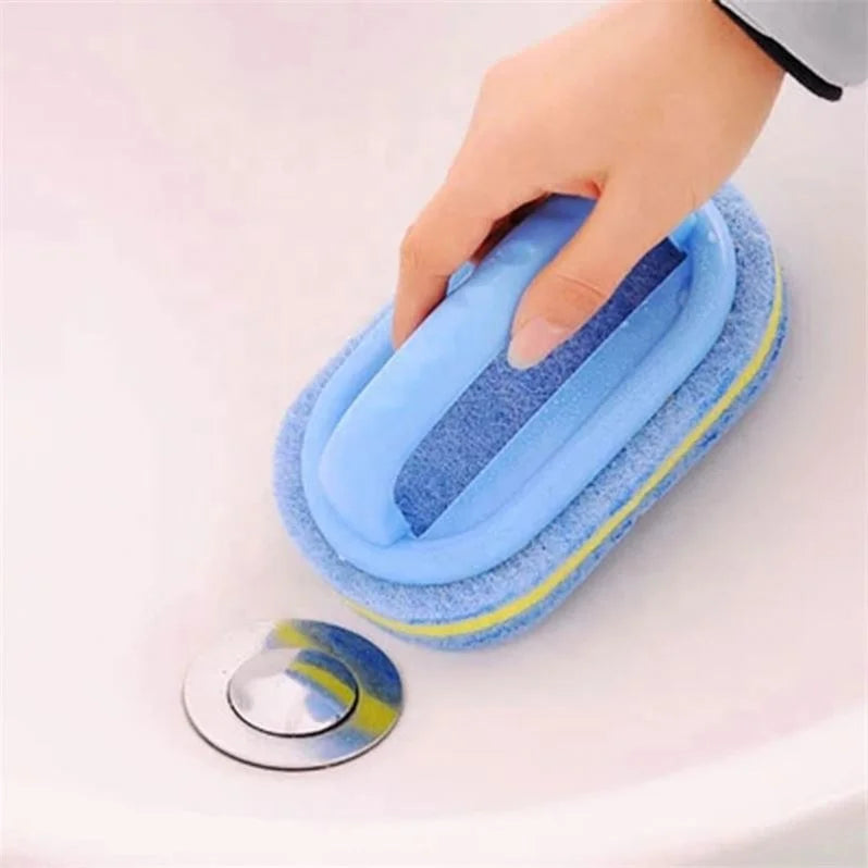 Kitchen Cleaning Bathroom Toilet Kitchen Glass Wall Cleaning Bath Brush Plastic Handle Sponge Bath Bottom