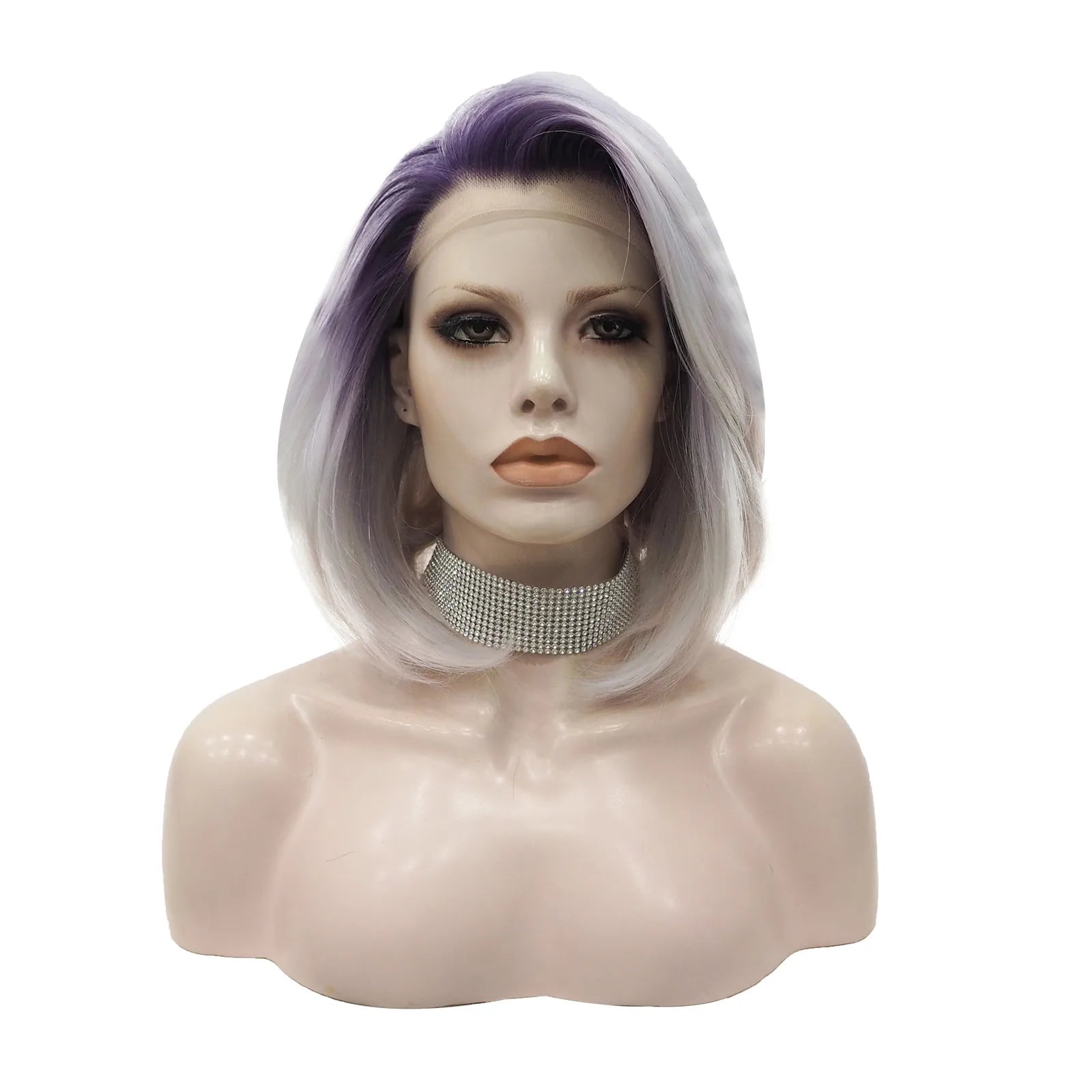 Celebrity Wig  Short bob Ombre Purple Color Daily Life Wearing Futura Henlon Fiber Synthetic Lace Front Wigs