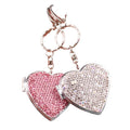 Double-Sided Mini Makeup Mirror with Rhinestones Metal Folding Keychain Compact Pocket Mirror for Travel Small Cap Wholesale