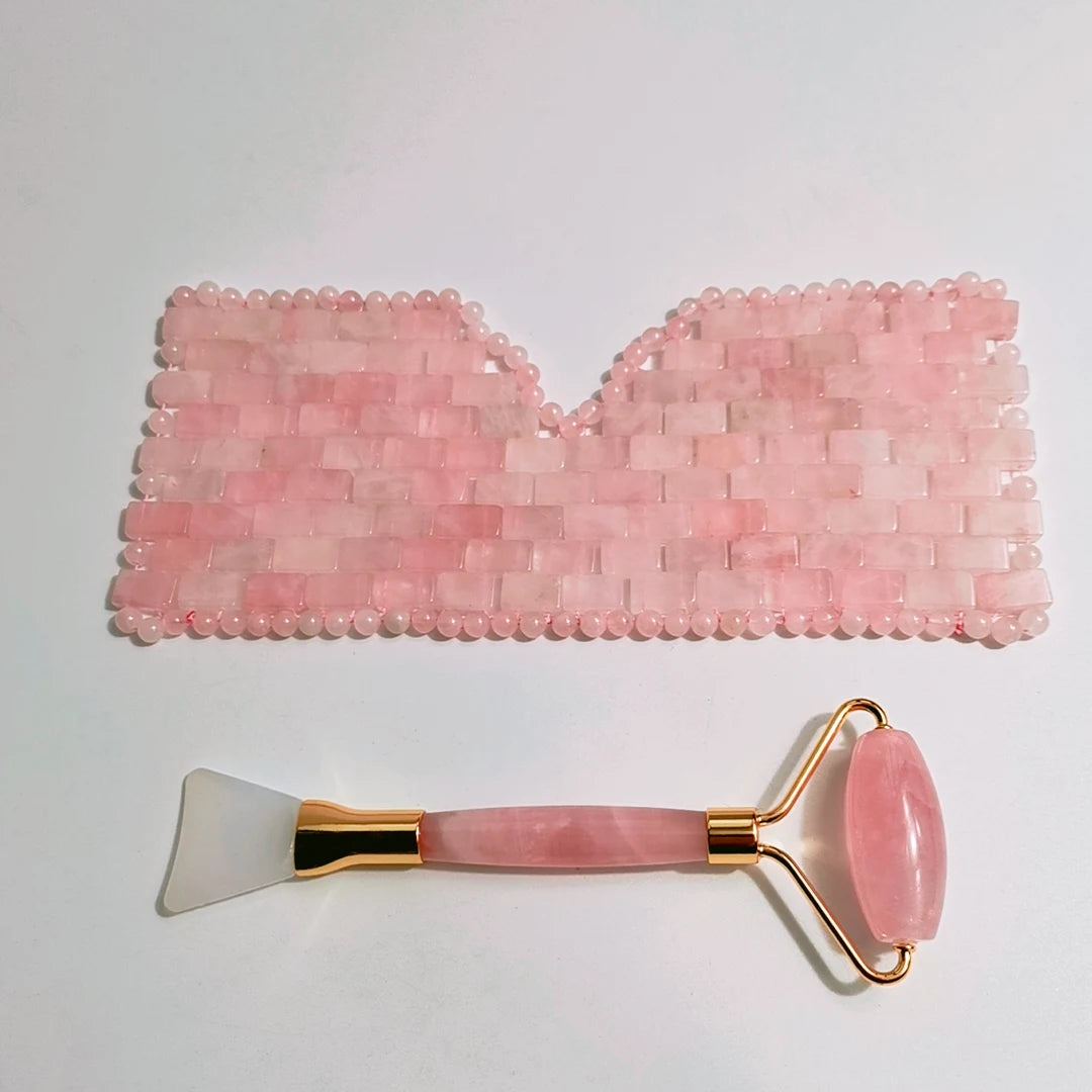 2026 Black Rullo Di Quarzo Jade Roller And Gua Sha Set 3 Piece Rose Quartz Eye Mask With Box
