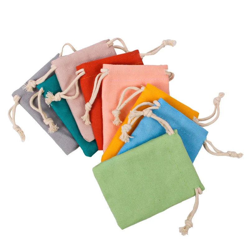 Eco-Friendly for Muslin Pouch Cheap Small Cotton Drawstring Bags Letter Pattern Jewelry Dust Packaging Reusable Low MOQ Gift