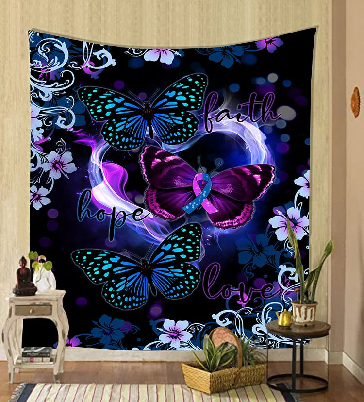 Tapestry Hippie Yoga Mat Wall Hanging Bohemian Bedspread Dorm Decor Tapestries Flower Butterfly Carpet Decoration
